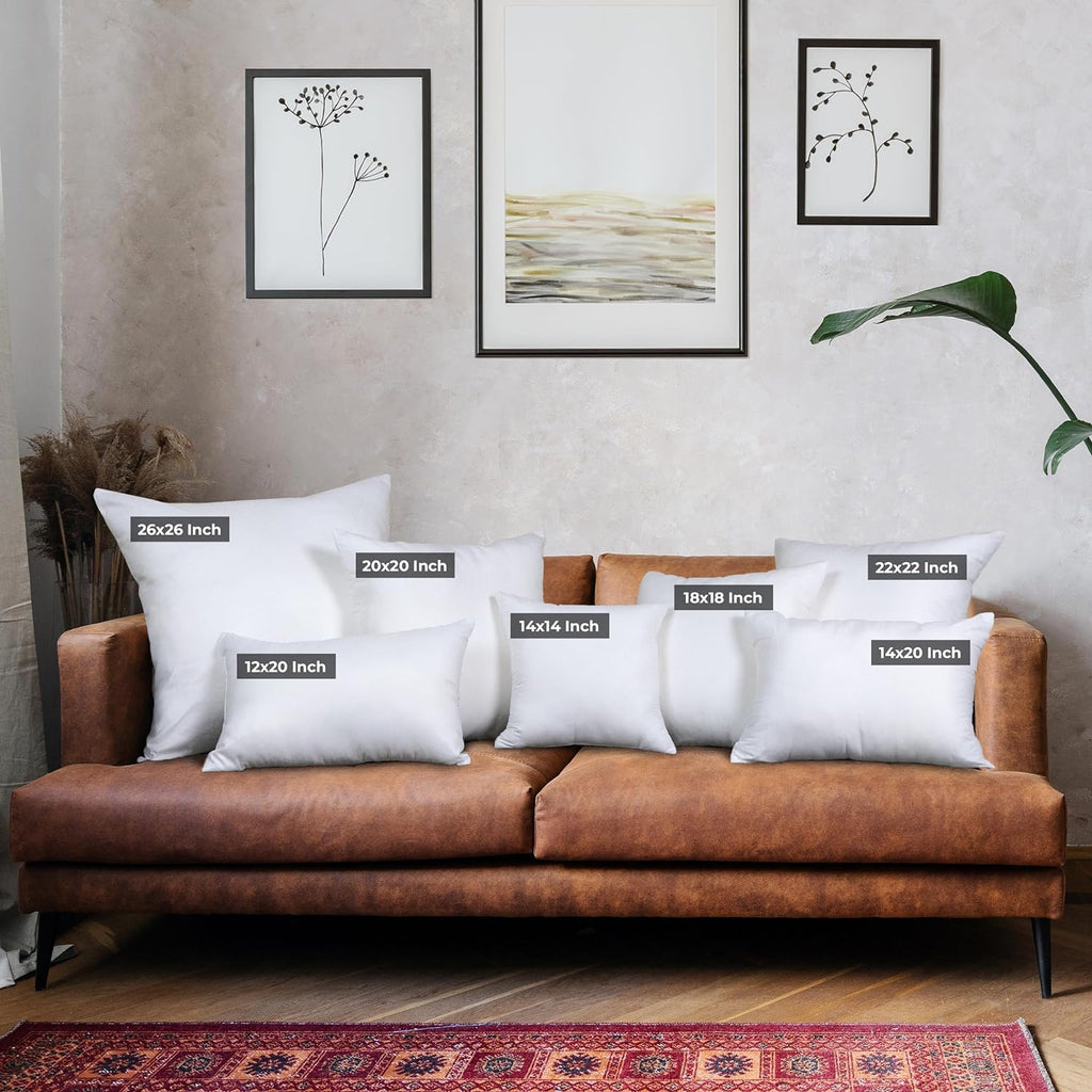 Throw Pillows (Set of 4, White), 18 X 18 Inches Pillows for Sofa, Bed and Couch Decorative Stuffer Pillow