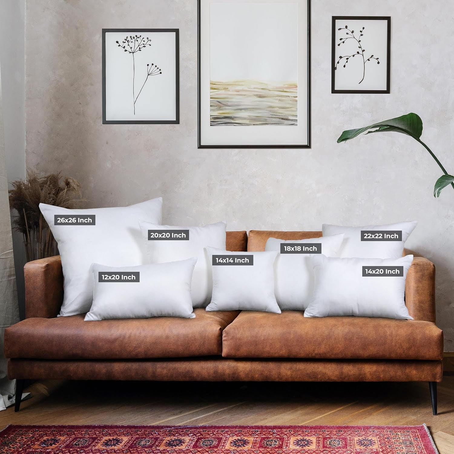 Throw Pillows (Set of 4, White), 18 X 18 Inches Pillows for Sofa, Bed and Couch Decorative Stuffer Pillow