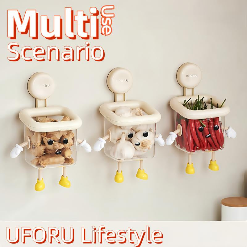 UFORU Wall Mounted Toothbrush Holder, Suction Cup Design Toothbrush Storage Rack, Multifunctional Transparent Container for Bathroom, Bottles, Organizer Wall Decor