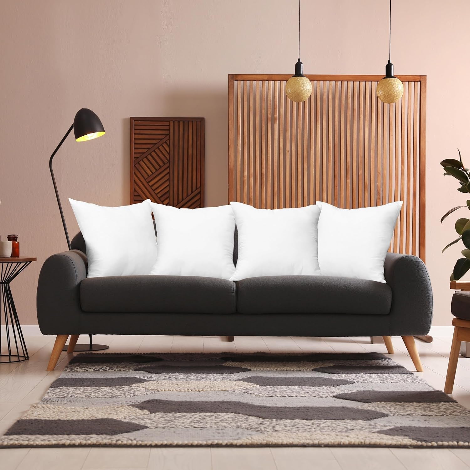 Throw Pillows (Set of 4, White), 18 X 18 Inches Pillows for Sofa, Bed and Couch Decorative Stuffer Pillow