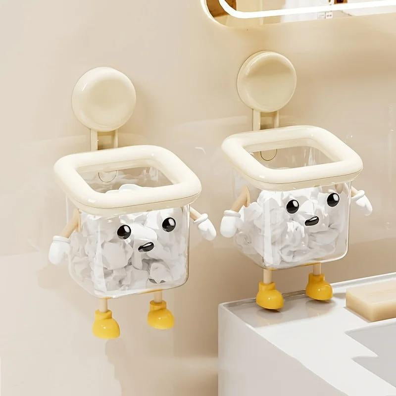 UFORU Wall Mounted Toothbrush Holder, Suction Cup Design Toothbrush Storage Rack, Multifunctional Transparent Container for Bathroom, Bottles, Organizer Wall Decor