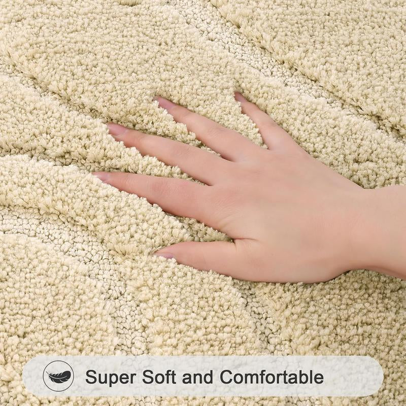 [Blackfriday&Cybermonday] HEBE Washable Bathroom Rugs Sets 5 Piece, Soft Absorbent Microfiber Bath Mat for Bathroom, Non Slip Washable Bath Rug Set with Toilet Cover, Bath Runner and U-Shaped Contour Toilet Rug