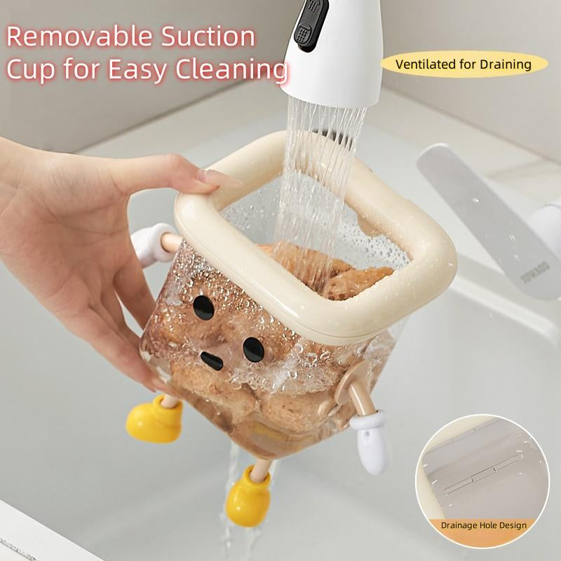 UFORU Wall Mounted Toothbrush Holder, Suction Cup Design Toothbrush Storage Rack, Multifunctional Transparent Container for Bathroom, Bottles, Organizer Wall Decor